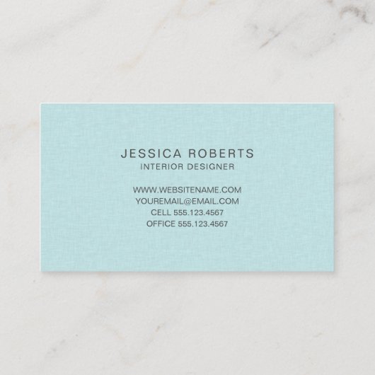 Aqua Blue Faux Linen Stripes Pattern Elegant Visitekaartje (Achterkant)