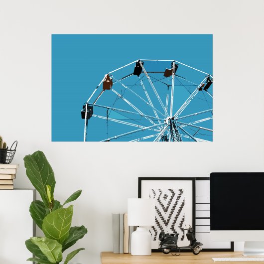 Aqua Blue Ferris Wheel Poster (Thuiskantoor)