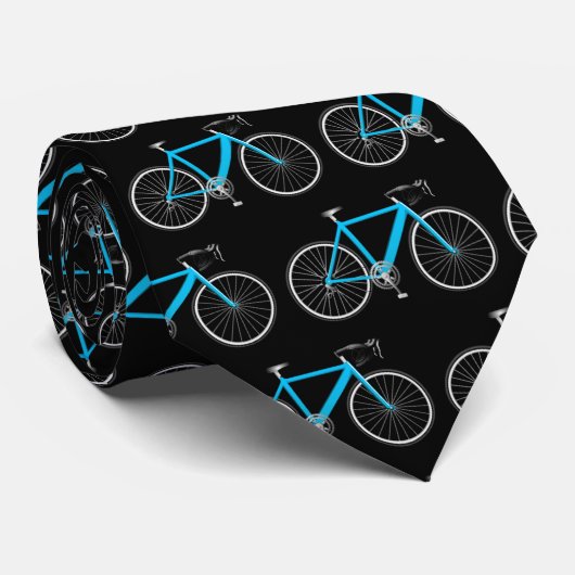 aqua blue fiets op zwart stropdas (Opgerold)