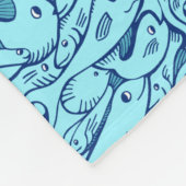 Aqua Blue Fish Pattern Fleece Blanket (Hoek)
