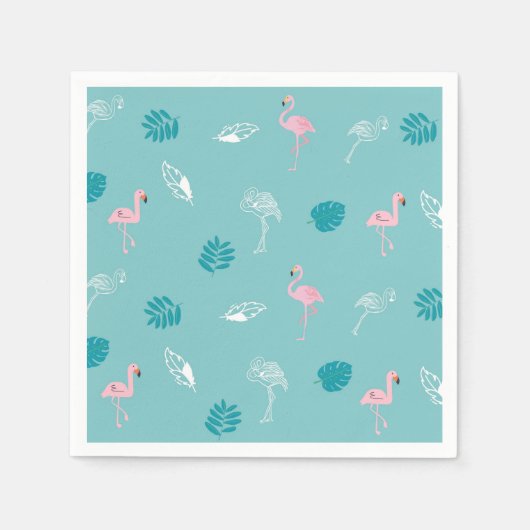 Aqua Blue Flamingo Paper Napkins Servet (Voorkant)