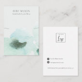 Aqua Blue Floral Abstract Ketting Band display Visitekaartje (Voorkant / Achterkant)
