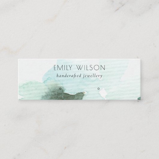 Aqua Blue Floral Abstract Stud oorscherm Mini Visitekaartje (Voorkant)