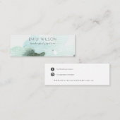 Aqua Blue Floral Abstract Stud oorscherm Mini Visitekaartje (Voorkant / Achterkant)