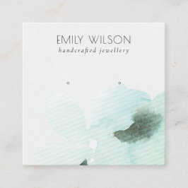 Aqua Blue Floral Abstract Stud oorscherm Vierkante Visitekaartje