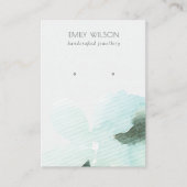 Aqua Blue Floral Abstract Stud oorscherm Visitekaartje (Voorkant)