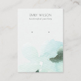 Aqua Blue Floral Abstract Stud oorscherm Visitekaartje