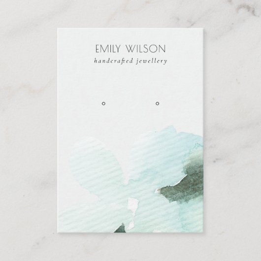 Aqua Blue Floral Abstract Stud oorscherm Visitekaartje (Voorkant)