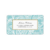 Aqua Blue Floral Adresetiketten Etiket (Voorkant)