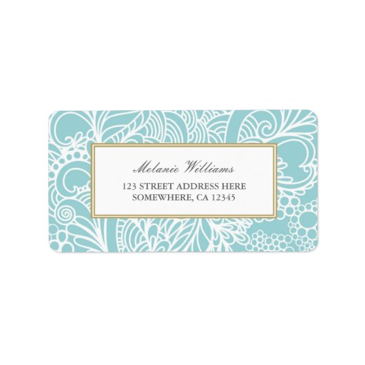  Aqua Blue Floral Adresetiketten Etiket (Voorkant)