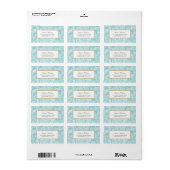  Aqua Blue Floral Adresetiketten Etiket (Full Sheet)
