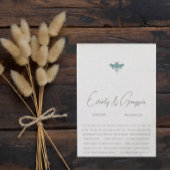 Aqua Blue Floral Bumble Bee Wedding Invitation Kaart