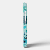 Aqua blue floral faux glitter Case-Mate iPhone case (Achterkant / Links)