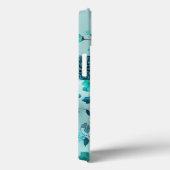 Aqua blue floral faux glitter Case-Mate iPhone case (Achterkant / Rechts)