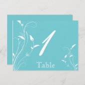 Aqua Blue Floral filigraan Trouwtafel Nummer Briefkaart (Voorkant / Achterkant)
