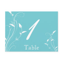 Aqua Blue Floral filigraan Trouwtafel Nummer