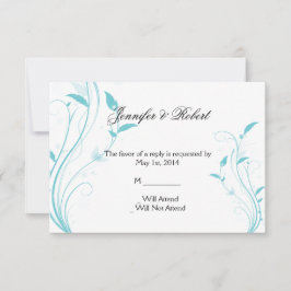 Aqua Blue Floral Filigree Response Card RSVP Kaartje