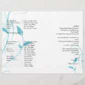 Aqua Blue Floral Filigree Wedding Programme (Achterkant)