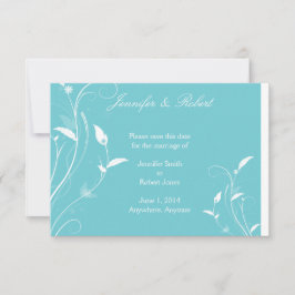 Aqua Blue Floral Filigree Wedding Save the Date