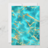 Aqua Blue Floral Jurk Butterfly Gold Quinceanera Kaart (Achterkant)