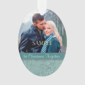 Aqua Blue Floral Swirl First Kerstmis Sjabloon Ornament (voorkant)