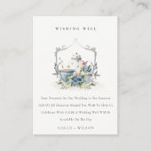 Aqua Blue floral Teapot Cup Weddengoed Informatiekaartje (Voorkant)