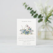 Aqua Blue floral Teapot Cup Weddengoed Informatiekaartje (Staand voorkant)