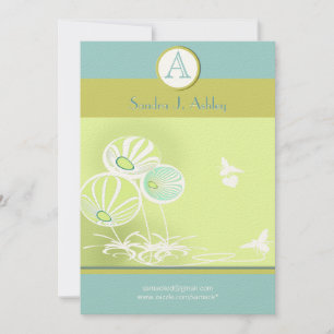 Aqua Blue Flowers and Bees Wedding Invitation Kaart