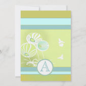 Aqua Blue Flowers and Bees Wedding Invitation Kaart (Achterkant)