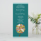 Aqua Blue Flowers and Bees Wedding Invitation Kaart (Staand voorkant)