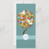 Aqua Blue Flowers and Bees Wedding Invitation Kaart (Achterkant)