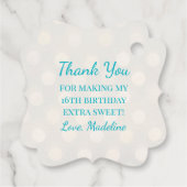 Aqua Blue Folie en Gold Bokeh Shimmer Bedankjes Labels (Achterkant)