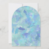 Aqua Blue Forest Leaves Wedding Invitation Kaart (Achterkant)