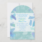Aqua Blue Forest Leaves Wedding Invitation Kaart (Voorkant)