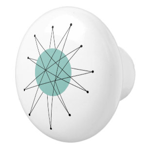 Aqua Blue Franciscan Starburst Mid Century Modern Keramische Knop