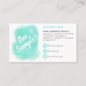 Aqua Blue Free Sample Ingredients Instructions Visitekaartje (Voorkant)