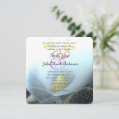 Aqua Blue Fuchsia Calla Lily Flower Wedding Kaart (Staand voorkant)