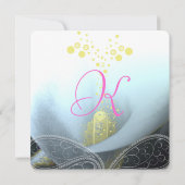 Aqua Blue Fuchsia Calla Lily Flower Wedding Kaart (Achterkant)