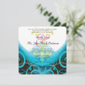 Aqua Blue Fuchsia Calla Lily Flower Wedding Kaart (Staand voorkant)