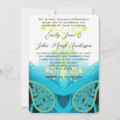 Aqua Blue Fuchsia, Limoen Paisley Calla Lily Kaart (Voorkant)