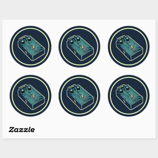 Aqua blue Fuzz Ronde Sticker (Vel)