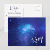 Aqua Blue Galactic Foto Elegant RSVP Uitnodiging Briefkaart (Voorkant / Achterkant)
