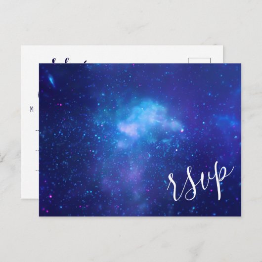 Aqua Blue Galactic Foto Elegant RSVP Uitnodiging Briefkaart (Voorkant / Achterkant)