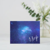 Aqua Blue Galactic Foto Elegant RSVP Uitnodiging Briefkaart (Staand voorkant)