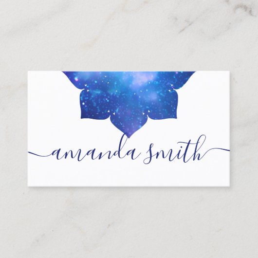 Aqua Blue Galactic Mandala Yoga Instructor Visitekaartje (Voorkant)