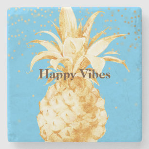 Aqua Blue Geel Gouden Ananas Stenen Onderzetter