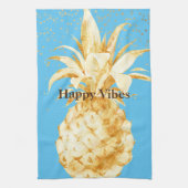 Aqua Blue Geel Gouden Ananas Theedoek (Verticaal)
