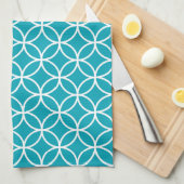 Aqua Blue Geometric Kitchen Towelen Theedoek (Quarter Fold)