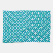 Aqua Blue Geometric Kitchen Towelen Theedoek (Horizontaal)