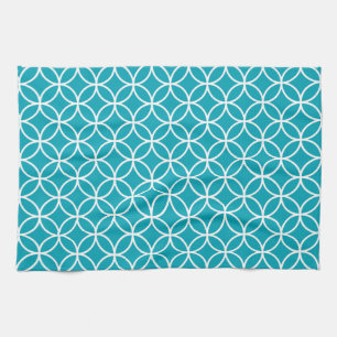 Aqua Blue Geometric Kitchen Towelen Theedoek
